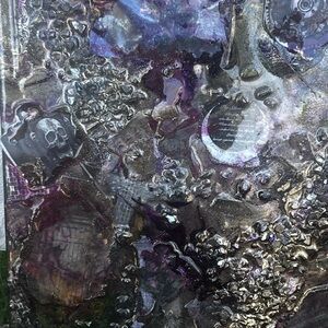 Cosmic Mixed Media Art in Purple and Black